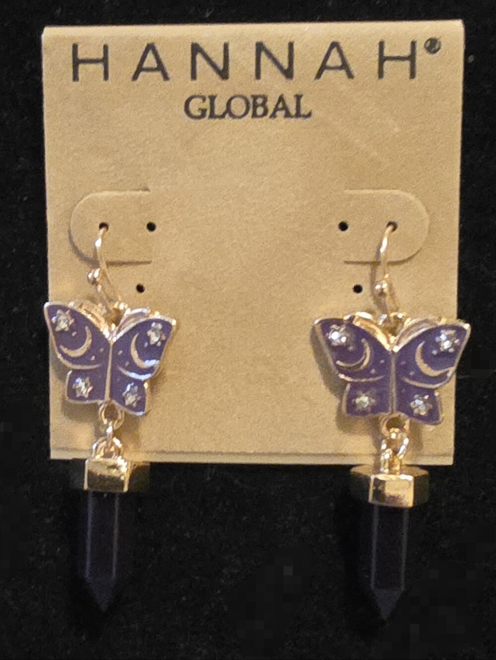 Purple Butterfly Drop Earrings